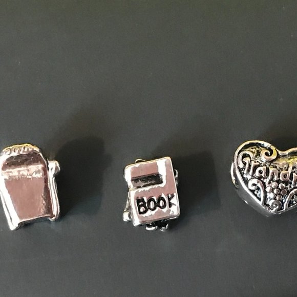 Silver Bracelet Grandma/Books/reading chair w/cat nana nanna noni nonni grammy - Picture 7 of 10